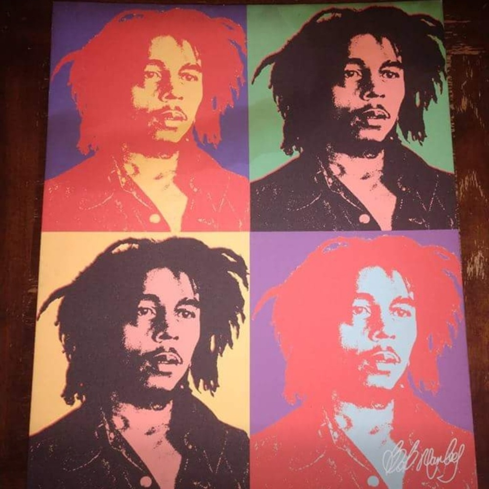 Multi colored canvas of bob marly